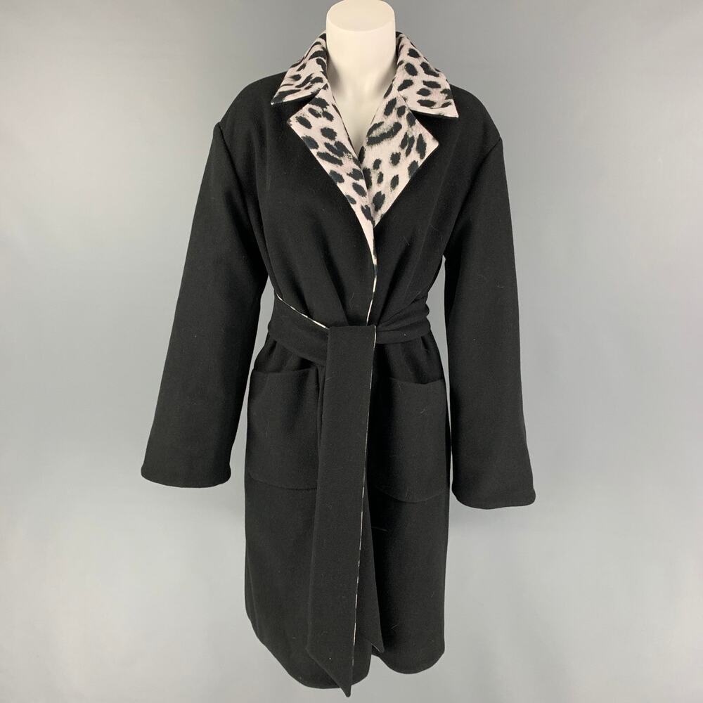 ALICE + OLIVIA Size XS/S Black White Animal Print Polyester Reversible Coat - Picture 4 of 8